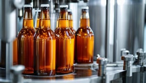 a drink manufacturer showing a bottling process